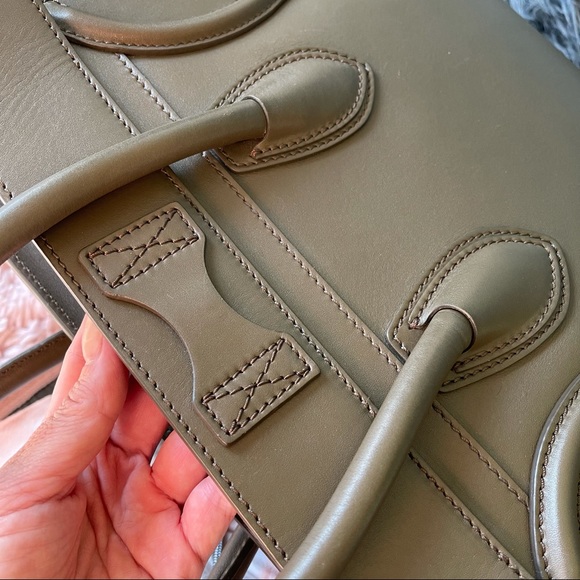 Sold CELINE 💚 LUGGAGE MINI OLIVE GREEN TAUPE - Picture 15 of 16